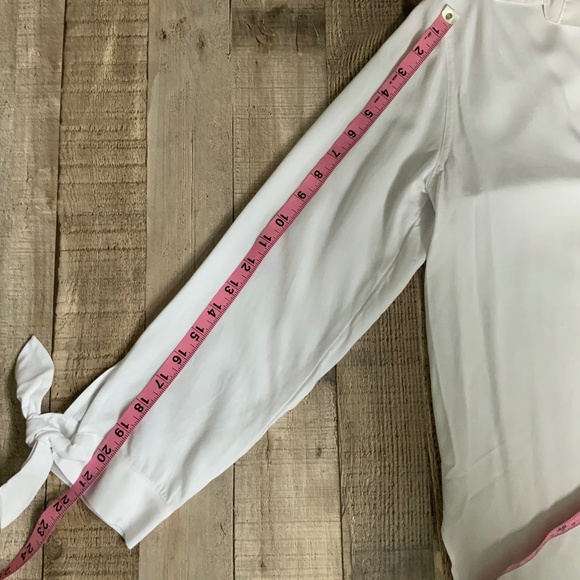 J Crew White Oversized Split Neck Tunic Tie Cuffs SZ S - Picture 12 of 12